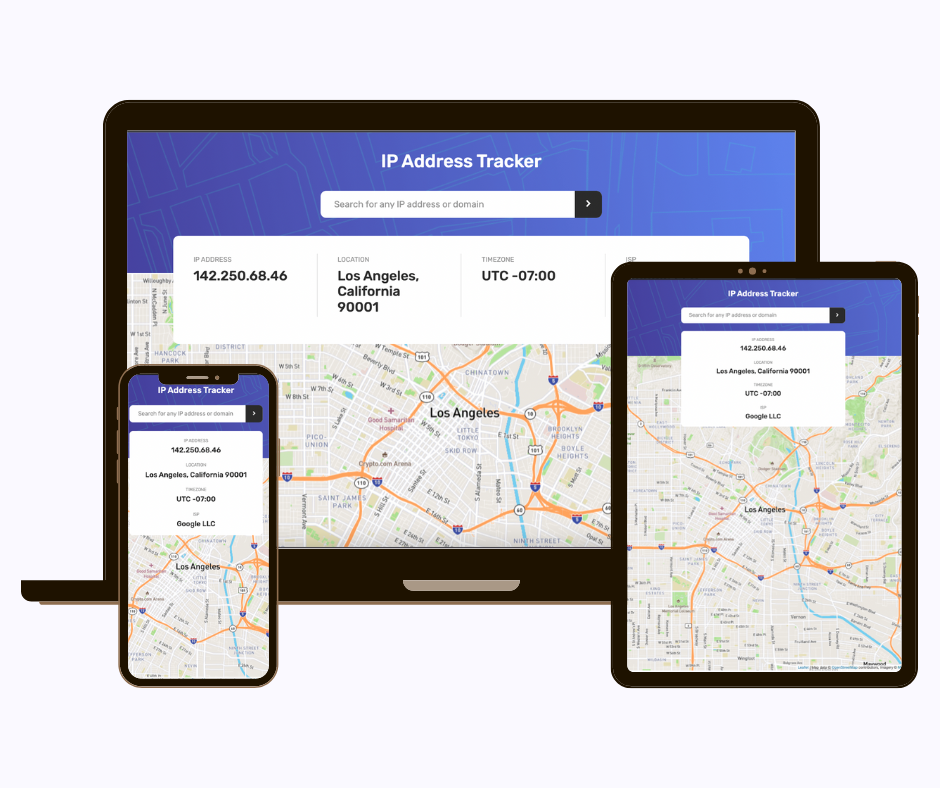 Screenshots of site displayed on phone, tablet, and laptop